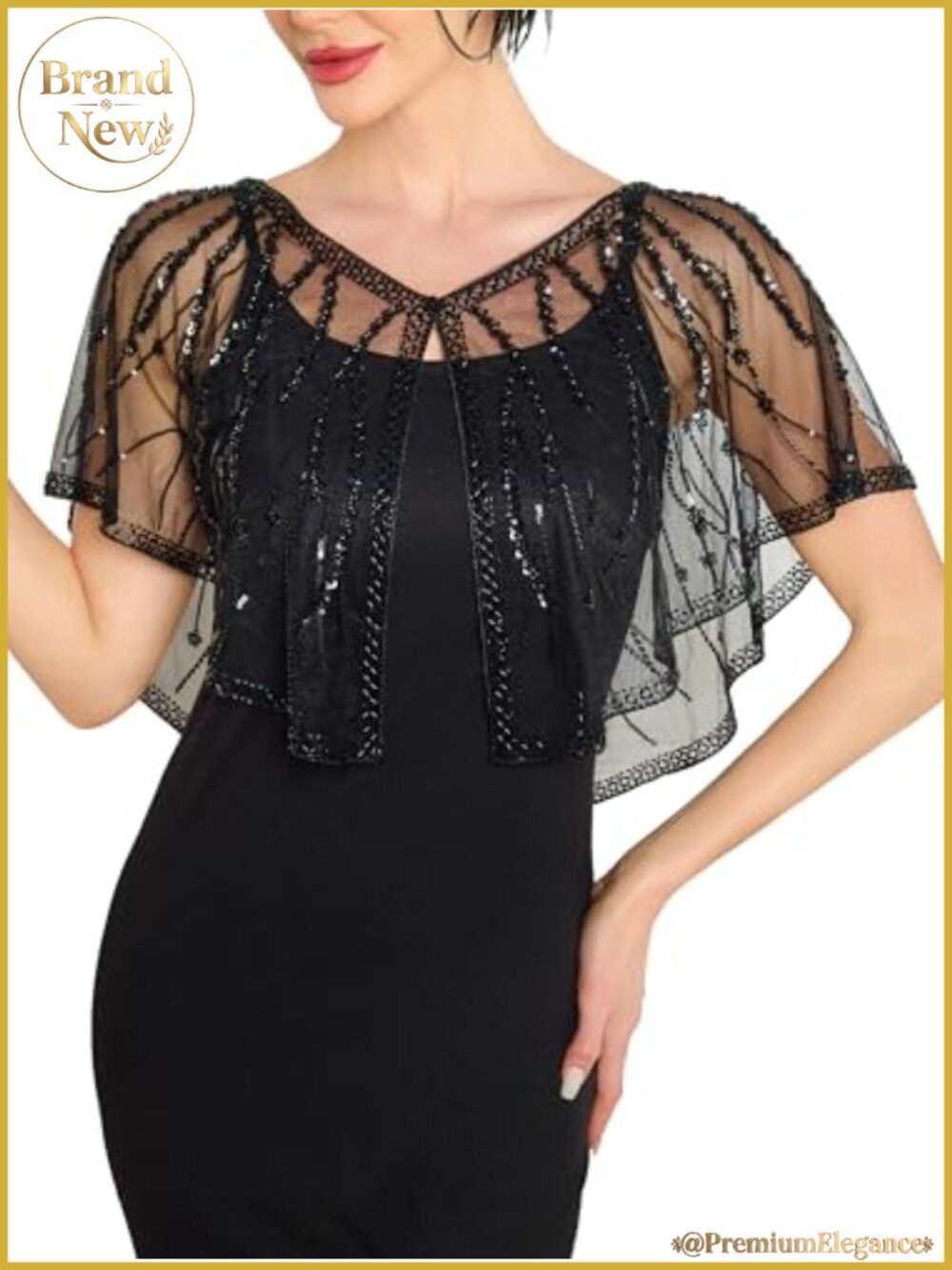 Sequin Flapper Shawl Wrap for Women - 1920s Gatsby Evening Accessory